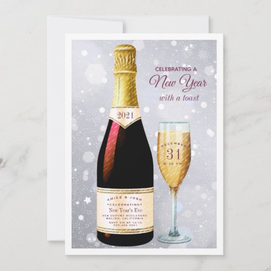 Toast de Champagne| Invitation à la fête du Nouvel (Devant)