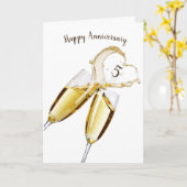 Toast de Champagne pour 5ème Anniversaire Carte (Fleur jaune)