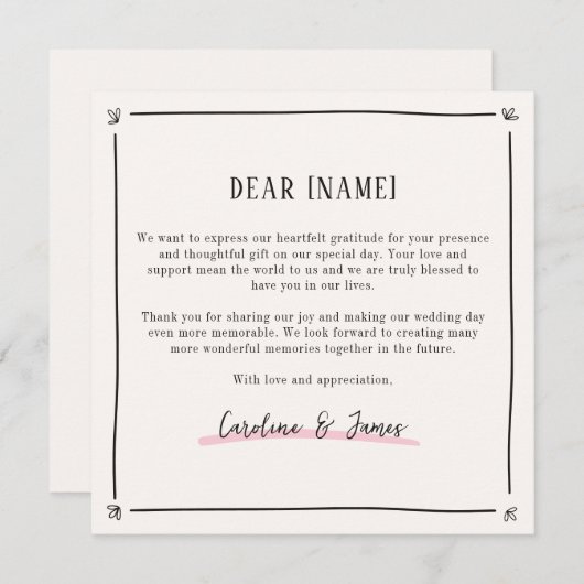 Toast de Champagne Whimsical Rose, Carte de remerc (Devant / Derrière)