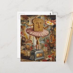 toast en ballet voor een surrealistisch ontbijt briefkaart