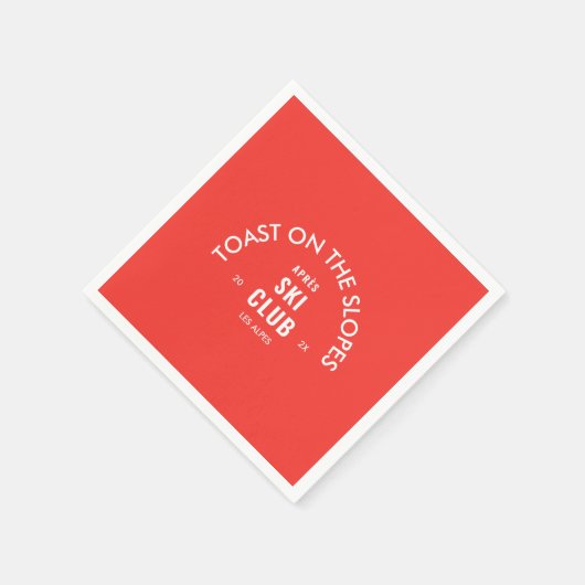 Toast On The Slopes Après Ski Club Retro Rood Servet (Hoek)