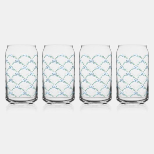 Toast op de kust Coquette Bow Trellis Cheers Blikvorm Glas (Voorkant)