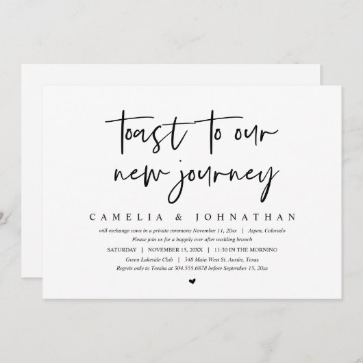 Toast op onze nieuwe reis, bruiloft brunch kaart (Voorkant / Achterkant)