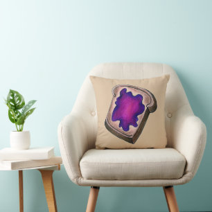 Toast Paarse Grape Jam Jelly Ontbijt Voedsel Kussen