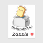 Toastaholic Toaster Schattige Kawaii Toast Pun Sti Sticker (Vel)