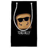 Toastally Funny Toast Bread Pun Dark BG Klein Cadeauzakje (Voorkant)