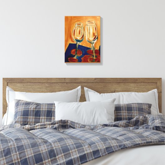 Toasting with Four Wine Glasses Canvas Afdruk (Insitu (Slaapkamer))