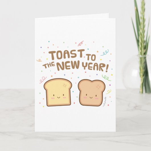 Toasts mignons pour le Nouvel An Pun Humour Carte (Devant)