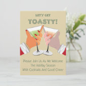 Toasty Cheers Kerstfeest uitnodiging (Staand voorkant)