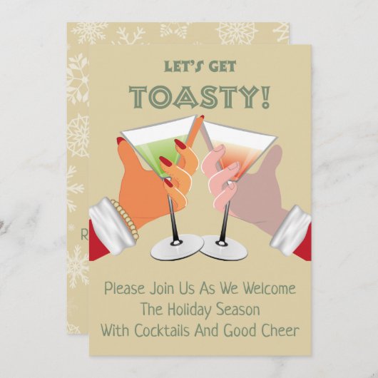 Toasty Cheers Kerstfeest uitnodiging (Voorkant / Achterkant)