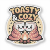 Toasty & Cosy - Schattigee Marshmallows bij het ka Sticker (Voorkant)