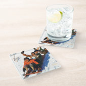 Tobagganing Glazen Onderzetter (Schuin)