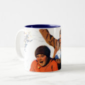 Tobagganing Tweekleurige Koffiemok (Voorkant links)