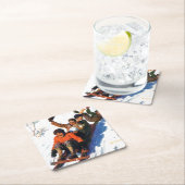 Tobagganing Vierkante Kartonnen Onderzetter (Insitu)