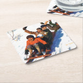 Tobagganing Vierkante Kartonnen Onderzetter (Schuin)