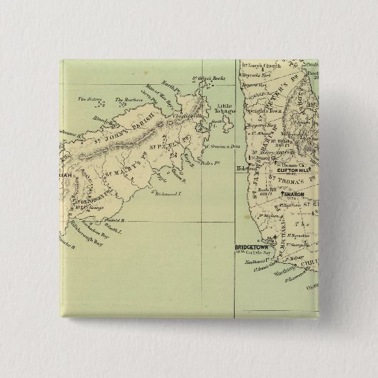 Tobago Barbados Vierkante Button 5,1 Cm (Voorkant)