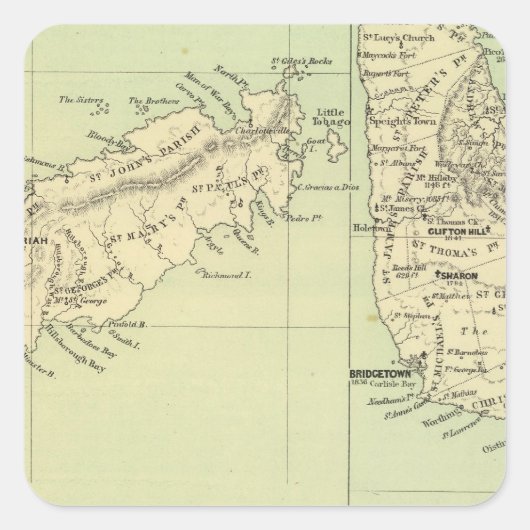 Tobago Barbados Vierkante Sticker (Voorkant)