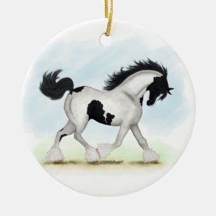 Tobiano Gypsy Vanner Horse Keramisch Ornament