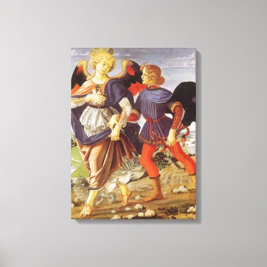 Tobias en de Engel van Andrea del Verrocchio Canvas Afdruk (Voorkant)