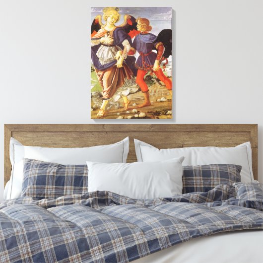 Tobias en de Engel van Andrea del Verrocchio Canvas Afdruk (Insitu (Slaapkamer))