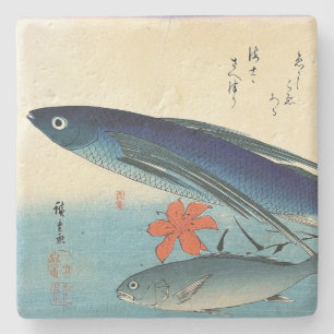 Tobiuo & Ishimochi - Kleurrijke Japanse visafdrukk Stenen Onderzetter