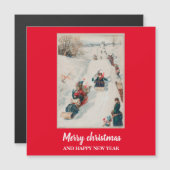 "Tobogganing"-chromolithograaf — kerstfeestdag (Voorkant / Achterkant)