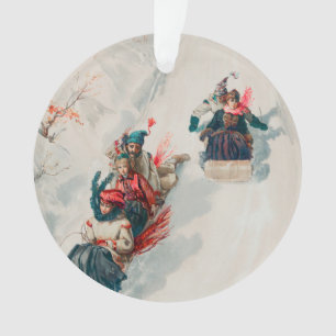 "Tobogganing", Chromolithografie, Louis Prang & Co Ornament