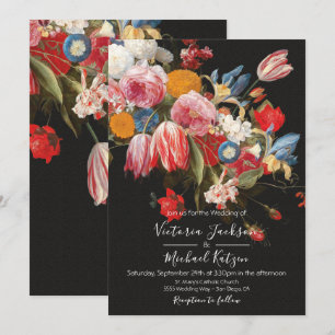 Toch leven Floral Dark & Moody Wedding Invitation Kaart