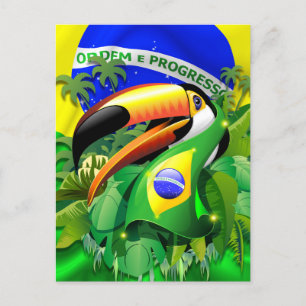 Toco Toucan met Brazilië Vlag Feestdagenkaart