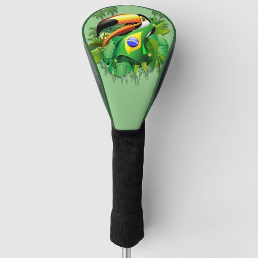 Toco Toucan met Brazilië Vlag Golfheadcover (Voorkant)
