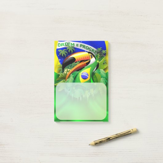 Toco Toucan met Brazilië Vlag Post-it® Notes (Op bureau)