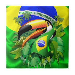 Toco Toucan met Brazilië Vlag Tegeltje