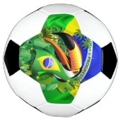 Toco Toucan met Brazilië Vlag Voetbal (Gedraaid)