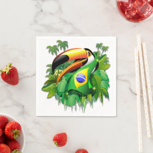 Toco Toucan met Stropdas van de vlag van Brazilië Servet
