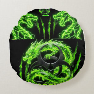 TOCOCLAWS Tweeling Neon Groene Bliksem Draken Rond Kussen