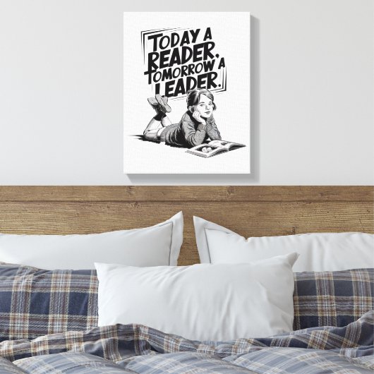 Today a Reader - Book Reading Girl - Bookworm Girl Canvas Afdruk (Insitu (Slaapkamer))