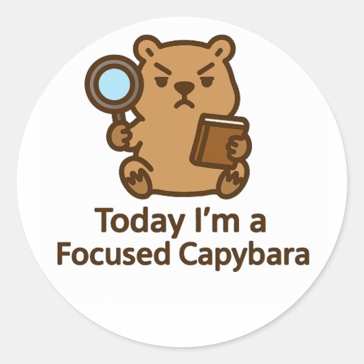 Today I’m a Focused Capybara – Kawaii Sticker (Voorkant)