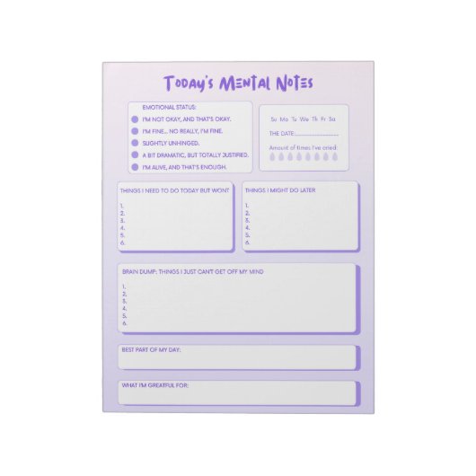 Today's Mental Notes Notepad  Notitieblok (Gedraaid)