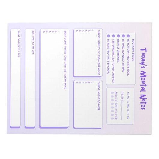 Today's Mental Notes Notepad  Notitieblok (Voorkant)