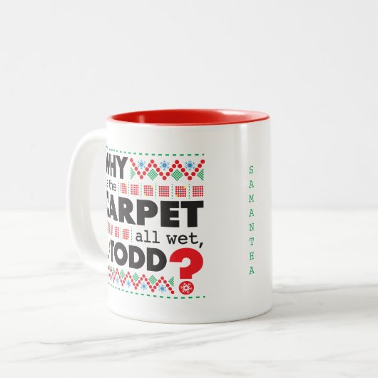Todd Margo Carpet Funny Red Ugly Kerstmis Mok (Voorkant links)