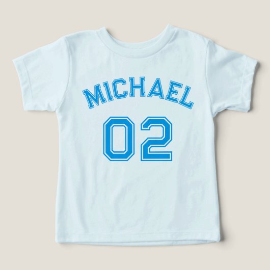 Toddler Boy Blue Nom Jersey Numéro Sport Coton (Design Recto)