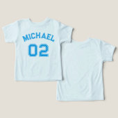 Toddler Boy Blue Nom Jersey Numéro Sport Coton (Design Recto & Verso)
