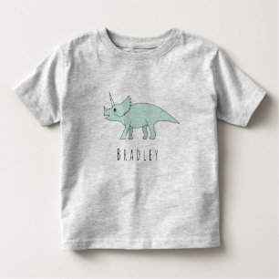 Toddler Boy Doodle Triceratops Dinosaur met naam Kinder Shirts