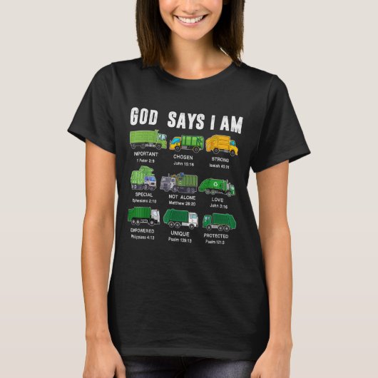 Toddler Boy God Says I Am Garbage Truck Jesus Brot T-shirt (Voorkant)