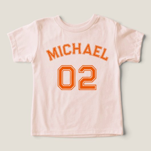 Toddler Boy Orange Nom Jersey Numéro Sport doux (Design Recto)