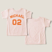 Toddler Boy Orange Nom Jersey Numéro Sport doux (Design Recto & Verso)
