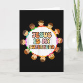 Toddler Girls Jesus Is My Superhero Christian Sist Kaart (Voorkant)