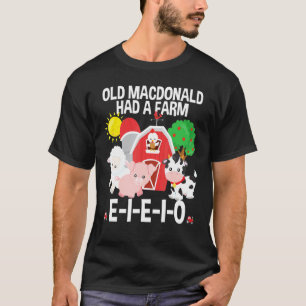 Toddler Kinder had een Boerderij E I E I O Nu T-shirt