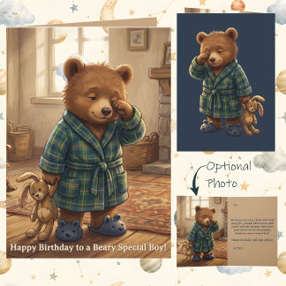 Toddler Teddy Baby Bear Cub Boy 1st Birthday Kaart