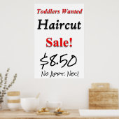 Toddler's Gezocht haircut Sale Beauty Salon Poster (Keuken)